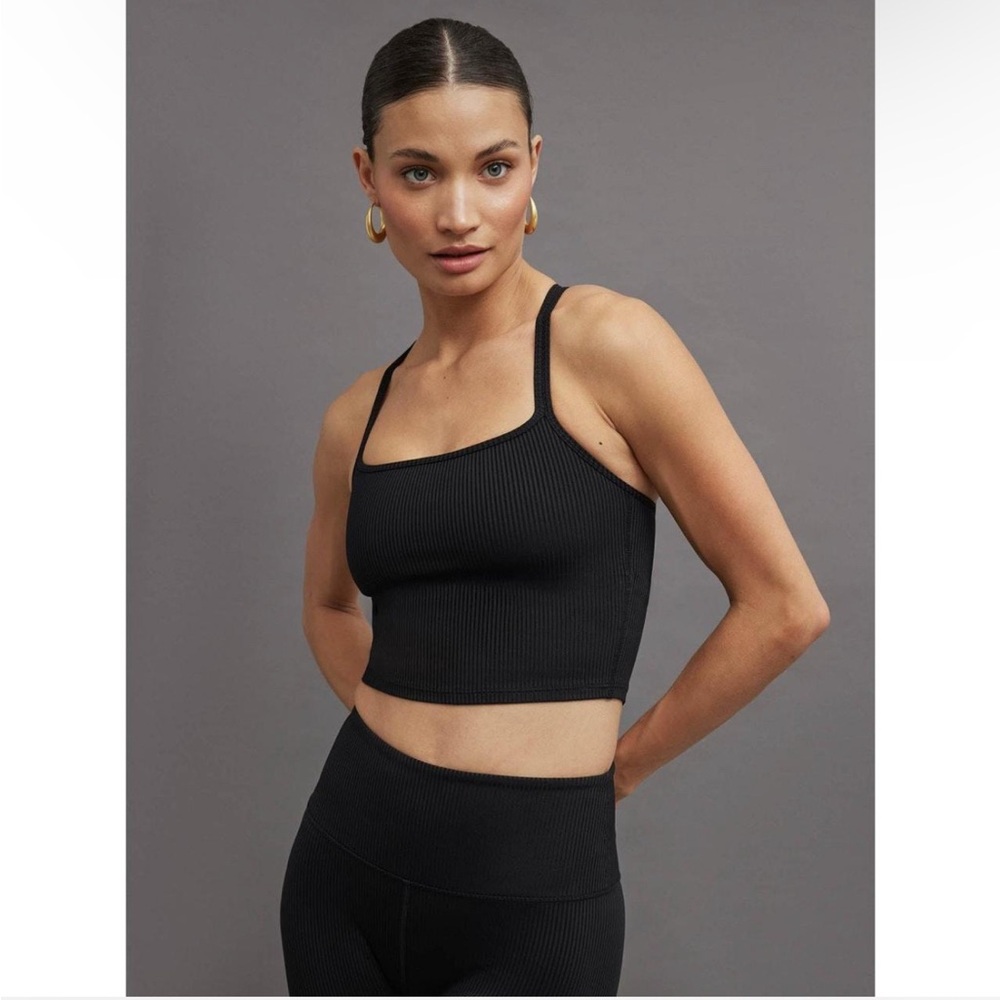 Carbon38 Black Ribbed Cami Bra Size L